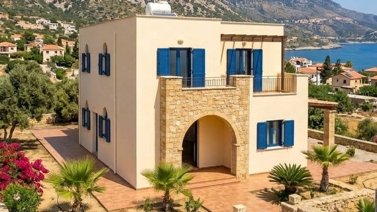Freshly painted villa exterior in North Cyprus