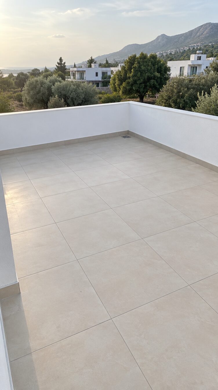 Roof terrace after waterproofing and new tiles
