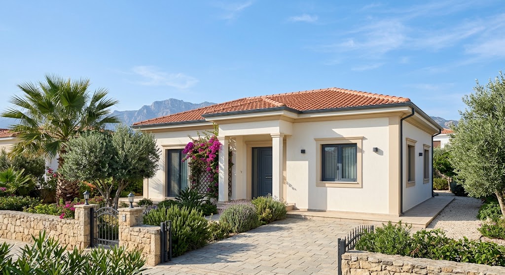 Freshly painted villa exterior in North Cyprus