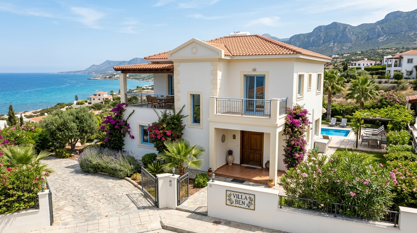 Freshly painted villa exterior in North Cyprus