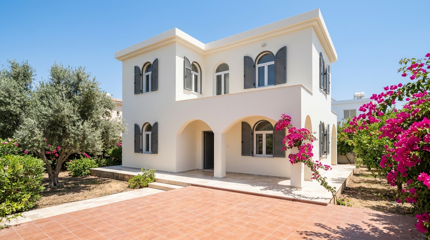 Freshly painted villa exterior in North Cyprus