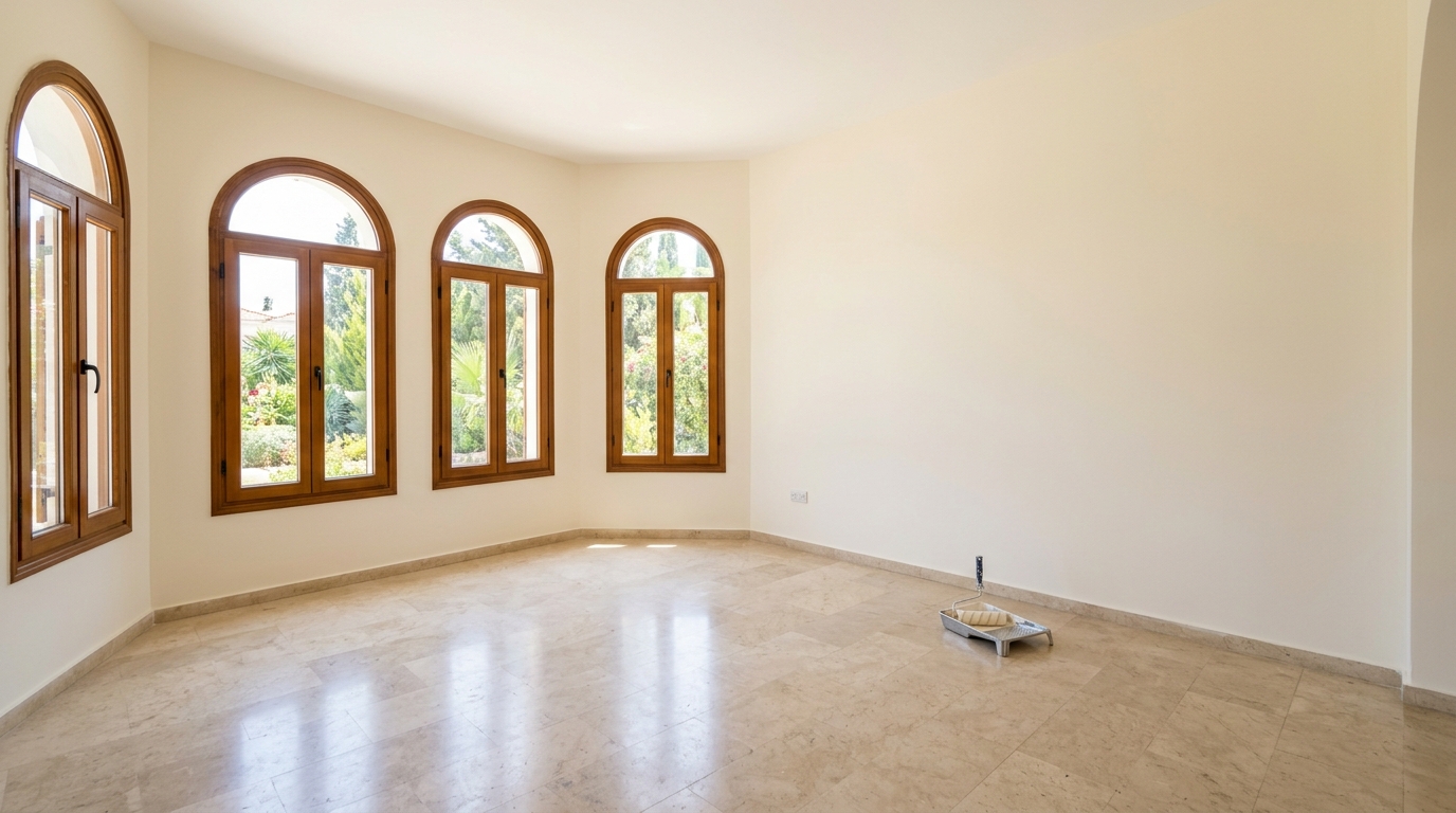 Freshly painted villa interior in North Cyprus